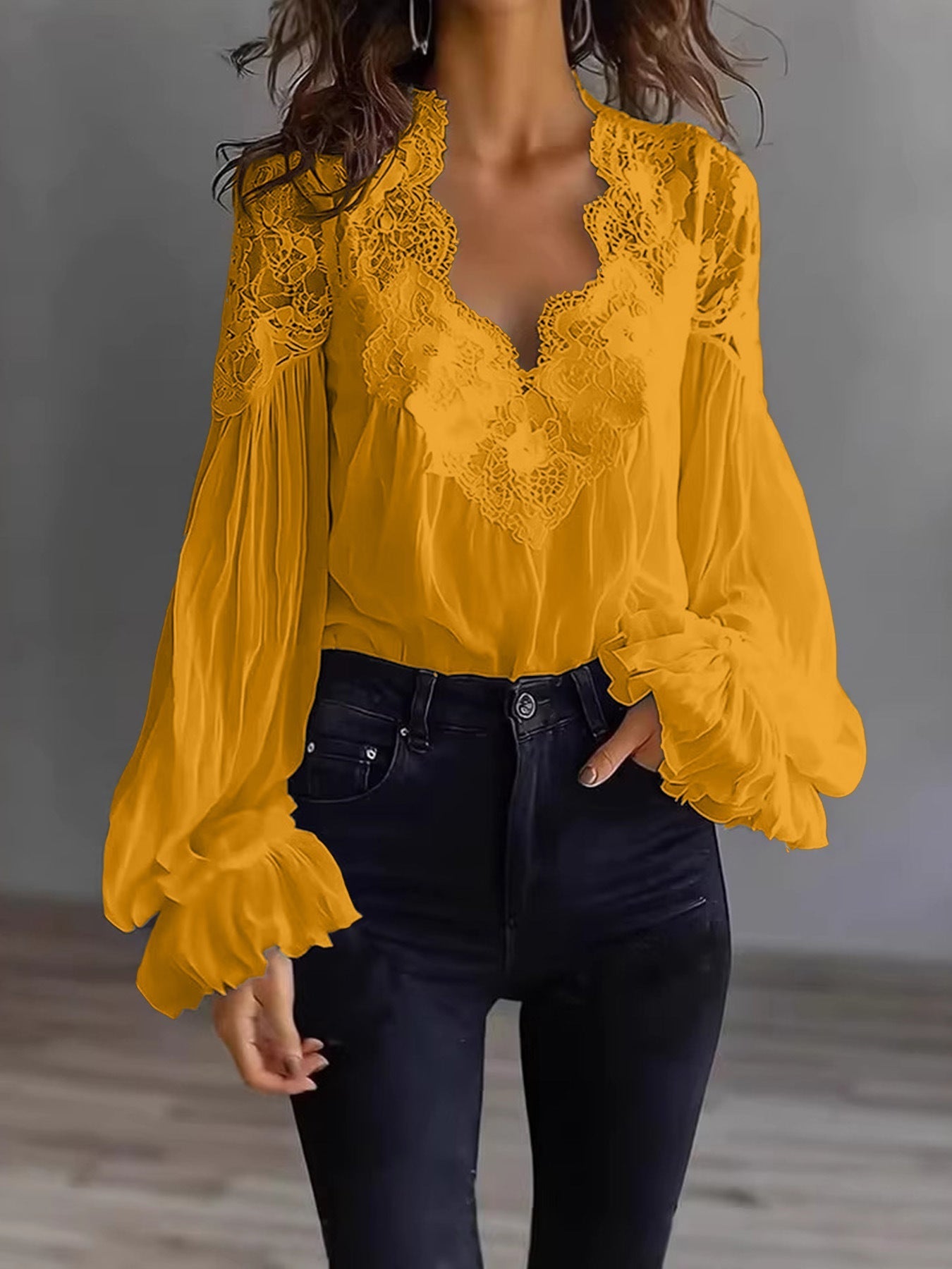Lainey Puff Sleeve Pleated Ruffle Shirt