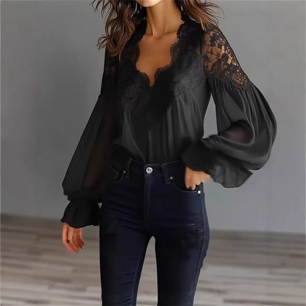 Lainey Puff Sleeve Pleated Ruffle Shirt
