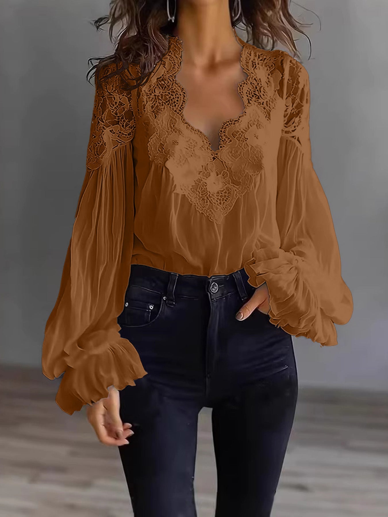 Lainey Puff Sleeve Pleated Ruffle Shirt