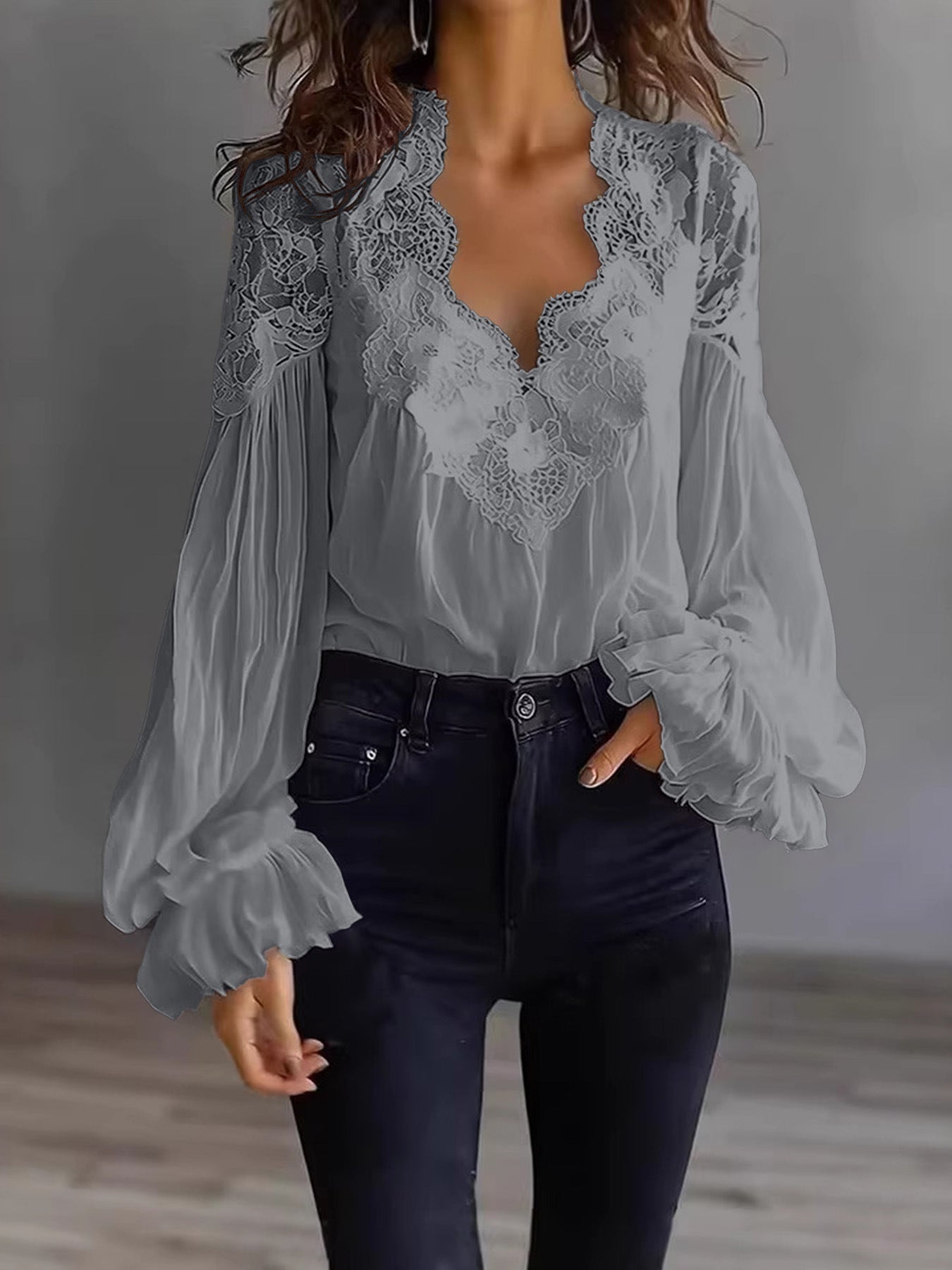 Lainey Puff Sleeve Pleated Ruffle Shirt