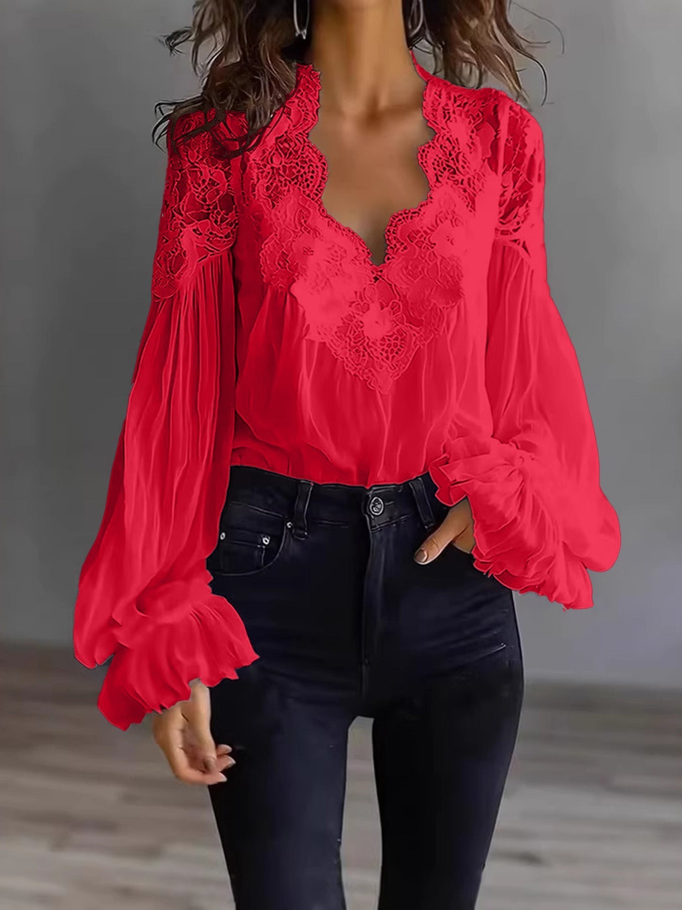 Lainey Puff Sleeve Pleated Ruffle Shirt