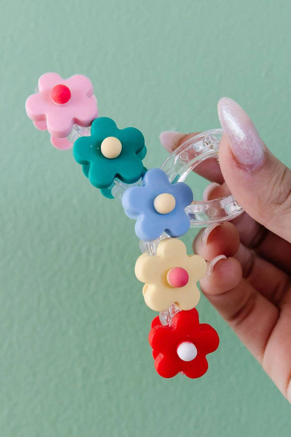 Multicolor Flowers Claw Clip