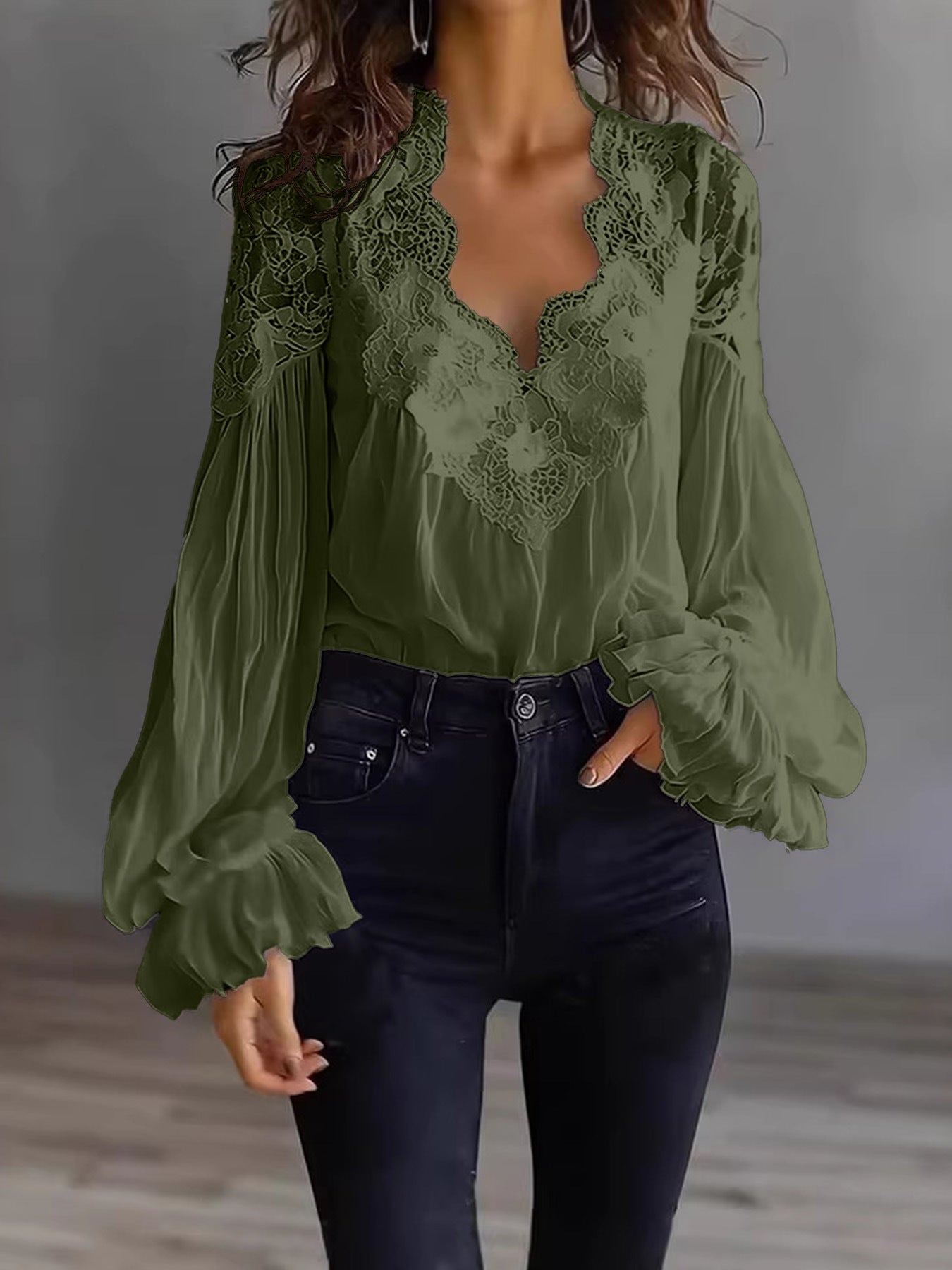 Lainey Puff Sleeve Pleated Ruffle Shirt