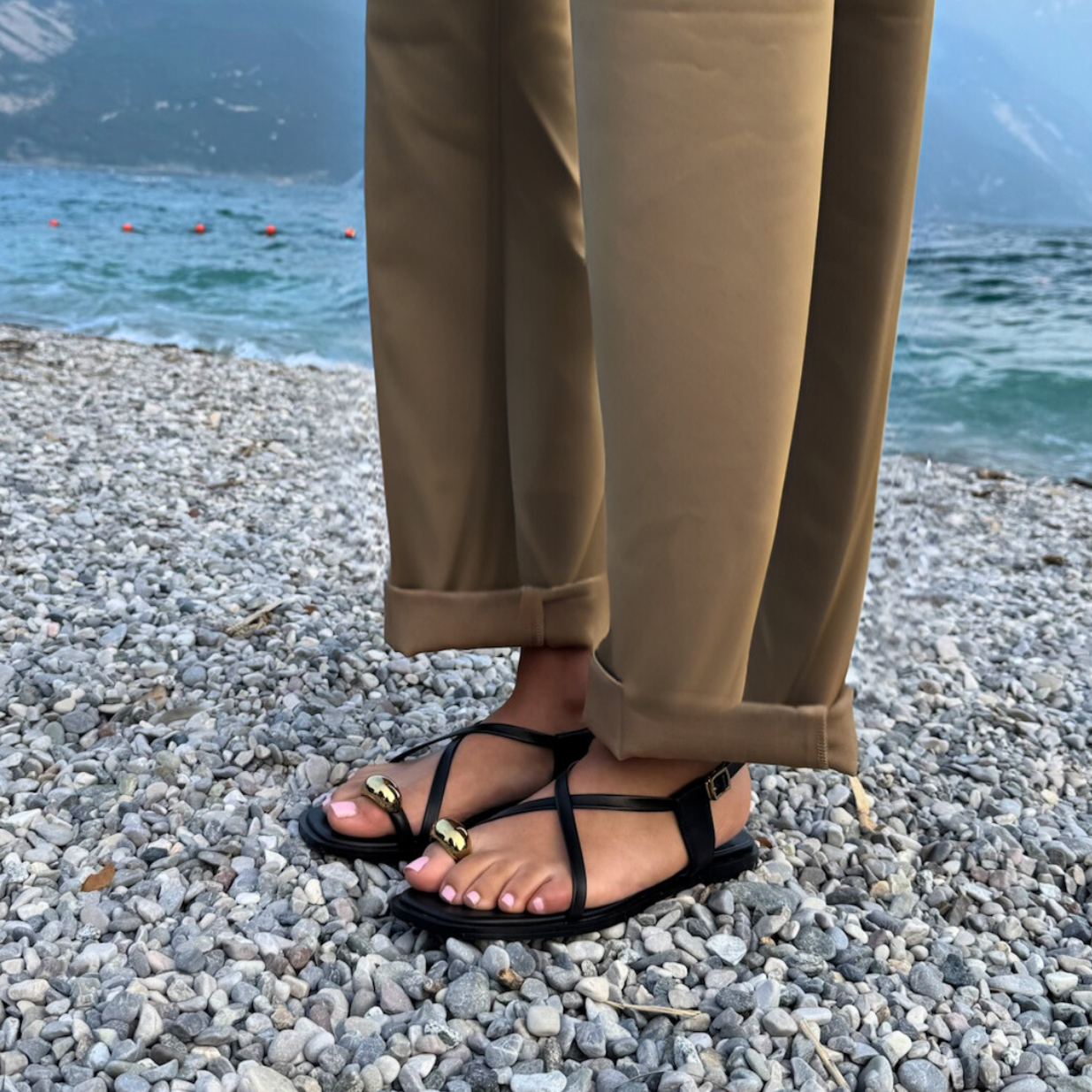 Layla Strappy Gold Toe Sandals
